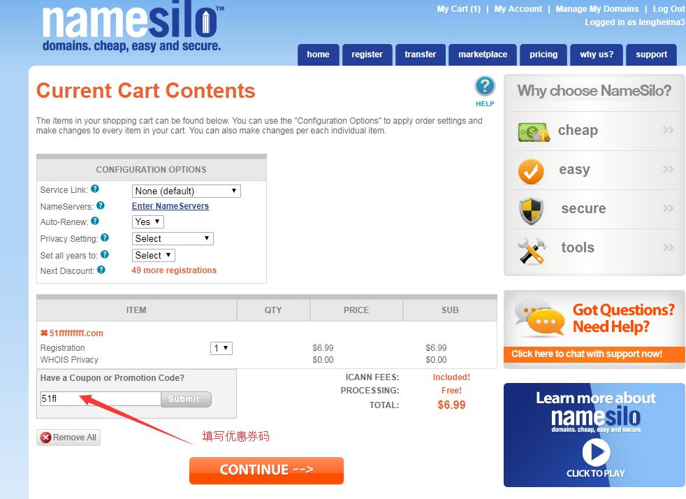 购买国外免备案域名官网优惠，加送1美元优惠券，折上折 - 1号优惠分享网 · 51福利网